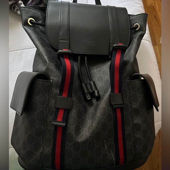 Gucci GG Supreme Backpack in Vinyl & Black Leather *Excellent Condition*